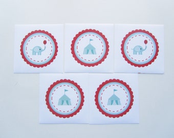5 Vintage Circus Stickers