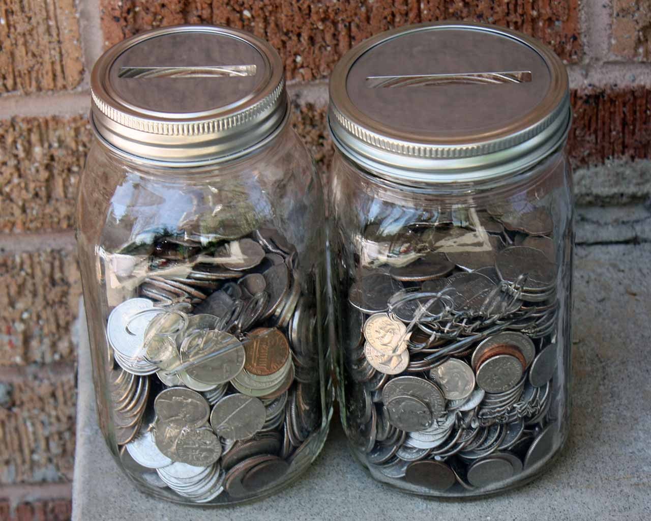 Mason Jar Bank Lid in Regular or Wide Mouth / Coin Slot Bank