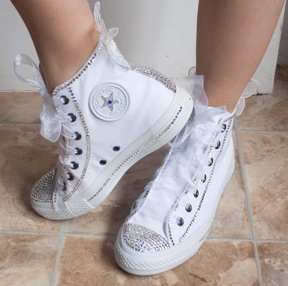 wedding converse High top wedding trainers with crystals