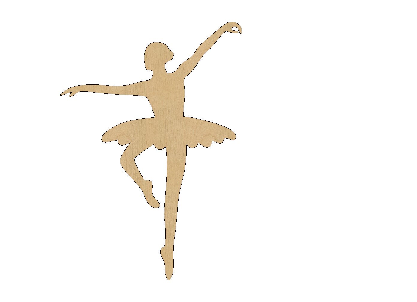 Ballerina Ballet Dancer Cutout Shape Laser Cut Unfinished Wood