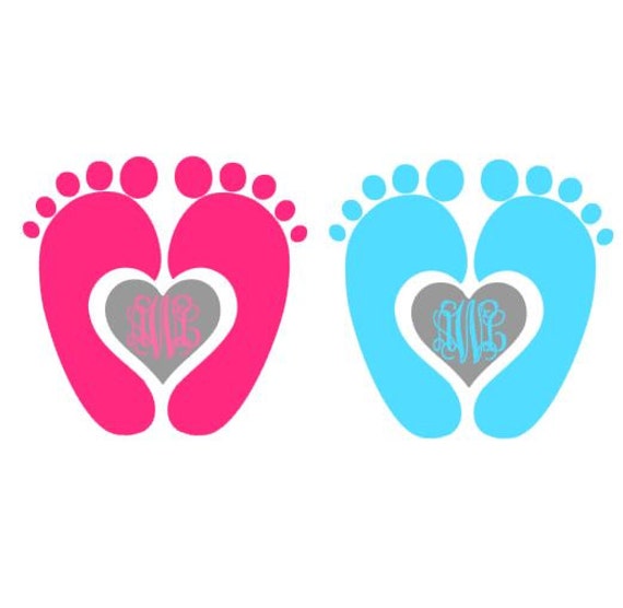 Download Baby Feet/Heart Monogram SVG Studio 3 DXF ps eps and pdf