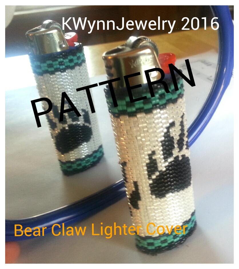 Pattern for Bear Claw Lighter Cover 2 Drop Peyote Beaded BIC