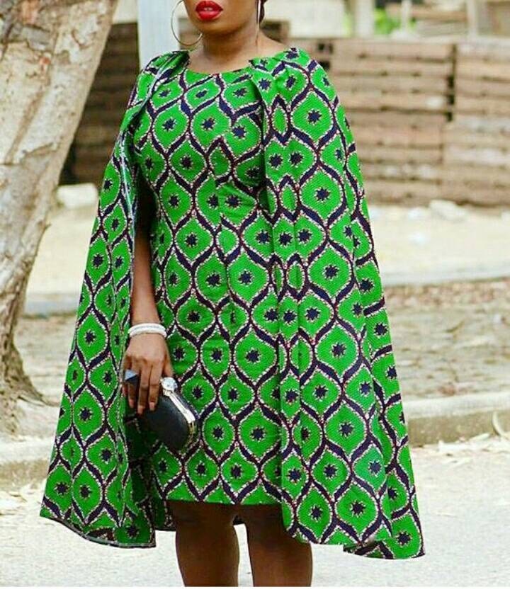 African Print Midi Cape Dress African Print Cape Dress