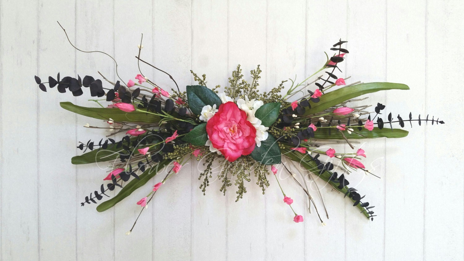 PINK FLORAL SWAG Spring Summer Swag Floral Arrangement