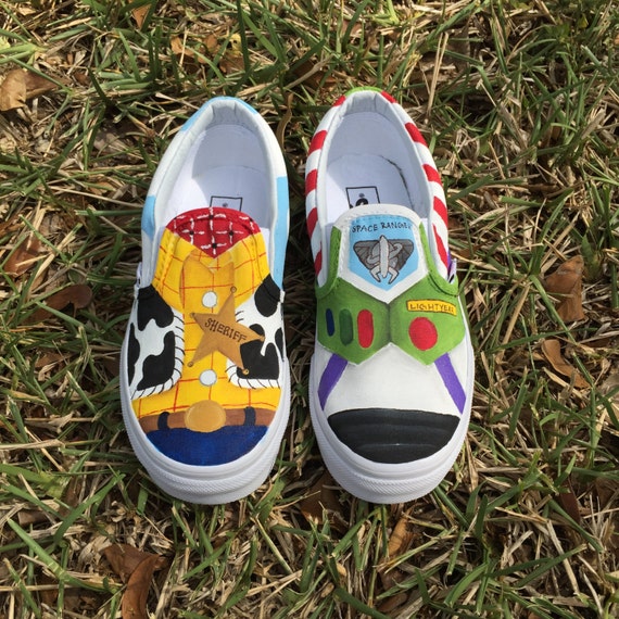 Hand Painted Woody and Buzz Lightyear inspired canvas shoes
