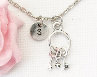 Key necklace, key necklace, key jewellery, key jewelry, key, Personalised jewelry, initial necklace, handmade necklace,SPINKEY01