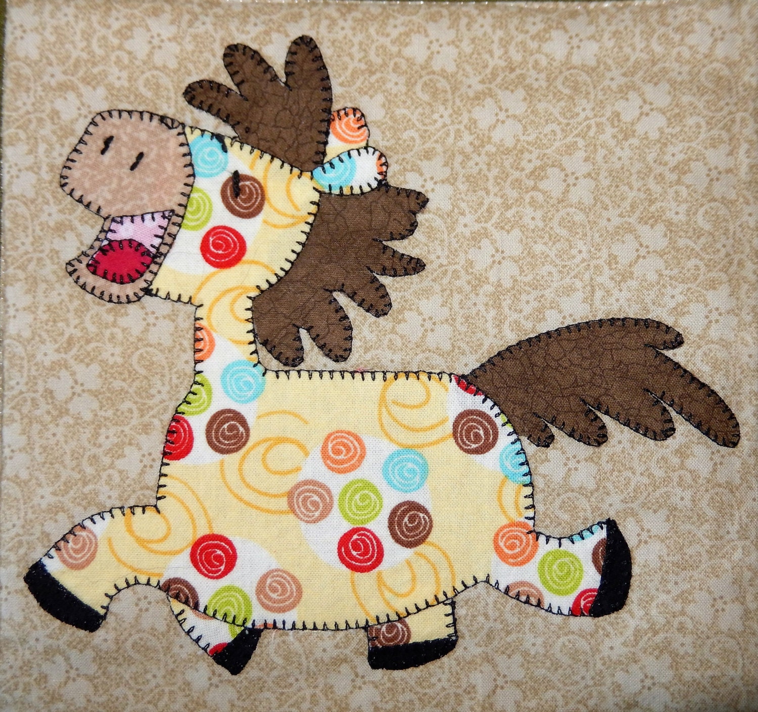 horse or pony pdf applique quilt block pattern farm animal