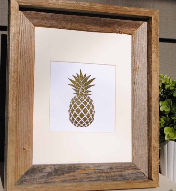 Gold Foil Pineapple Hospitality Art Print Matted to 8x10
