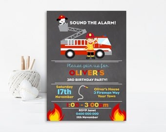 Fireman invitation | Etsy