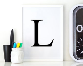Typography Poster L, Letter L Serif, Printable Letter L, Alphabet Printable Décor, Serif Décor, Serif Printable, Letter L Monogram