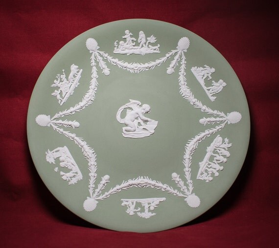 Green Wedgwood Large Jasperware Cherub Plate