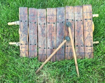 African Vintage Xylophone Folk Art Tribal Art Wood Instrument