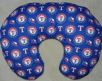 NEW Texas Rangers MLB Boppy Pillow Cover with Navy Minky on Back, Slip Cover, Nursing Pillow Cover, Zipper for easy on and off