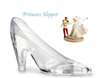 Cinderella Slipper Large 6" Clear Plastic Slipper “Princess" Shoe Cake Topper Party Favors Engagement Party Cinderella Glass Slipper