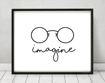 John Lennon poster Imagine poster Beatles poster John Lennon wall art Lennon decor Motivational poster Printable John Lennon quote poster
