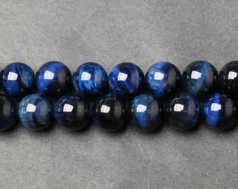 B83 AAAA natural Blue Tiger Eye Beads Supplies, Full Strand 4 6 8 10 12 14 16mm Round Blue Tiger Eye Gemstone Beads for DIY Jewelry Making