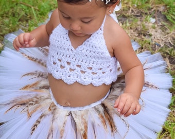 PLUME, short feather trim tutu, Infants, Toddlers or girls sizes