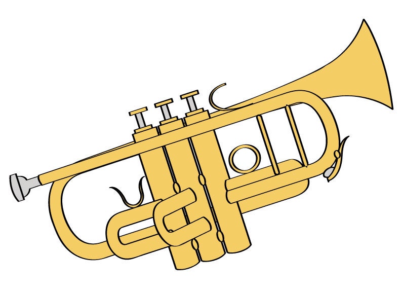 Trumpet Illustration Digital Download/ Music Clip Art/ Trumpet