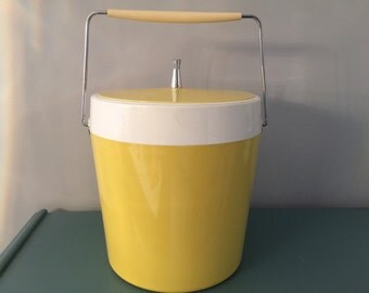 OP de verkoop-Vintage gele wit en chroom MCM ijsemmer