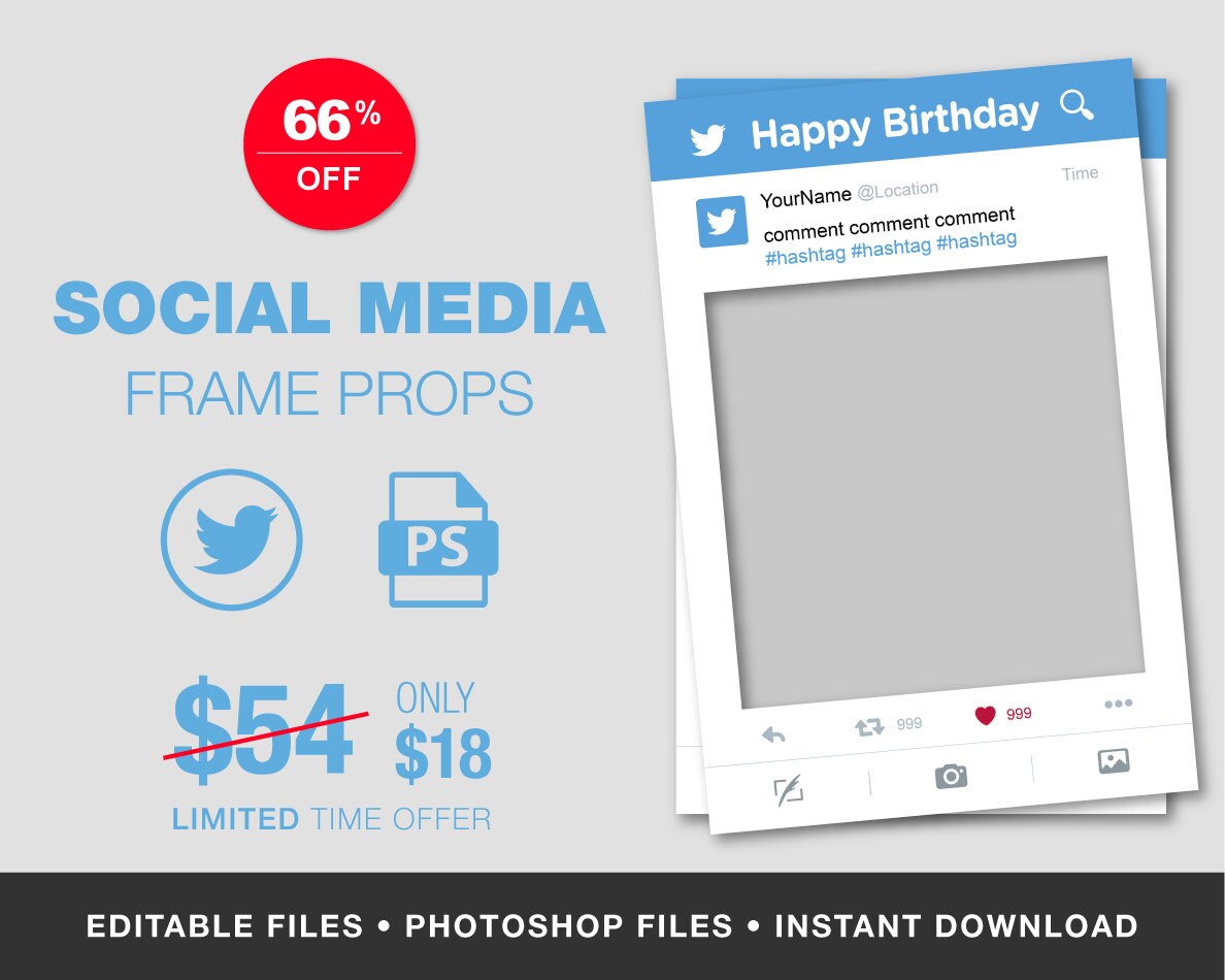 Social Media Photo Prop Frame Templates for by PIYPrintable