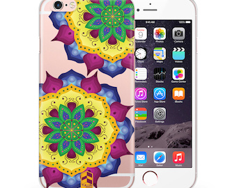 Clear Phone case for iPhone 4 4s 5 5s SE 6 6s 6 plus 6s plus TULLUN Designs Floral Mandala Design TD085
