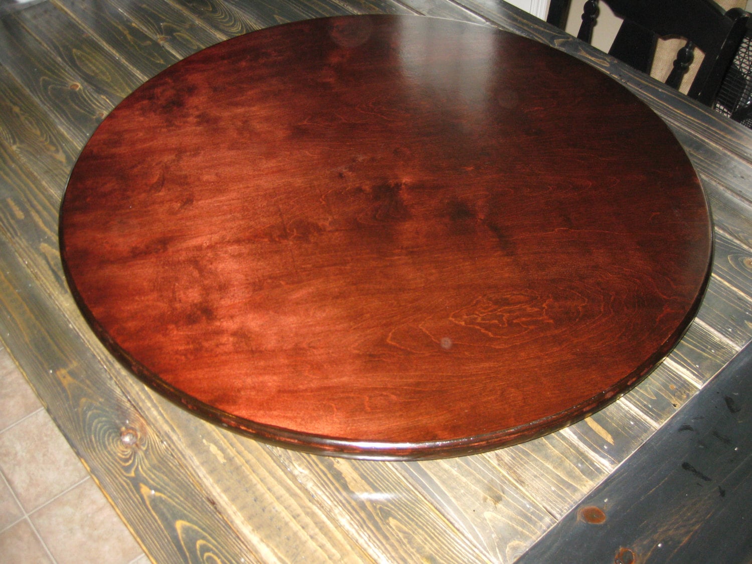 Cherry Wood Lazy Susan For Dining Table up to 40 44 even 48 Inch