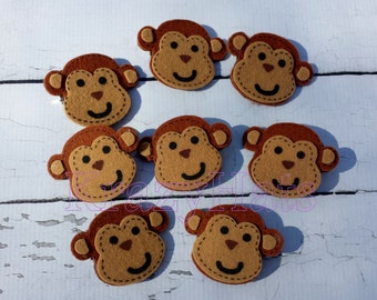 Felt hair clips.Monkey hair clips,frog hair clips.Set of 2 clips.