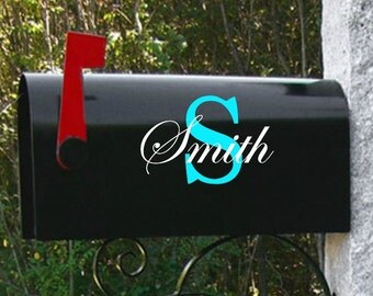 Monogram Mailbox Decal, Custom Monogram, Large 6" tall Letter, Family name 10" wide, Vinyl Decal, Mailbox Decal, Personalized Mailbox,