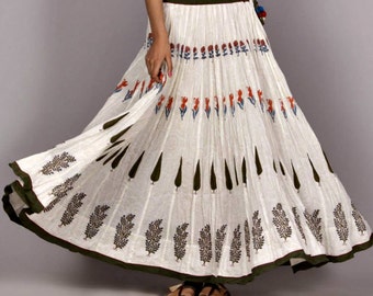 Indian Hand Block Print 50 Kali/Panels Cotton Skirt Women's Ethnic Summer Casual wear #S-11