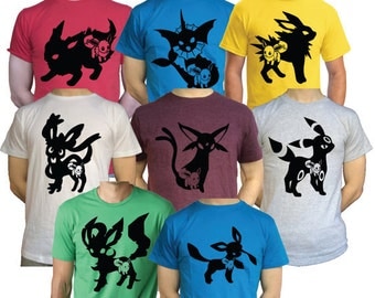 Mens / Females Eevee Evolutions T Shirt Jolteon Vaporeon Espeon Umbreon Nintendo Pokemon 3DS