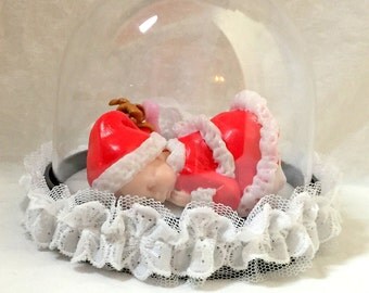 Miniature/model/baby girl/fimo/Christmas/red/white/decoration Christmas table/dad / gift/ball Christmas idea