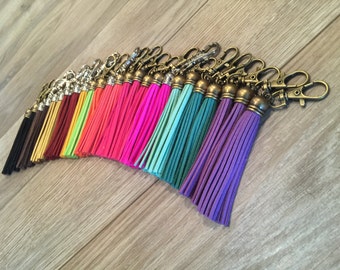 Tassel keychain, clip on tassel, clip on bag charm, tassel charm with lobster clasp, swivel tassel keychain