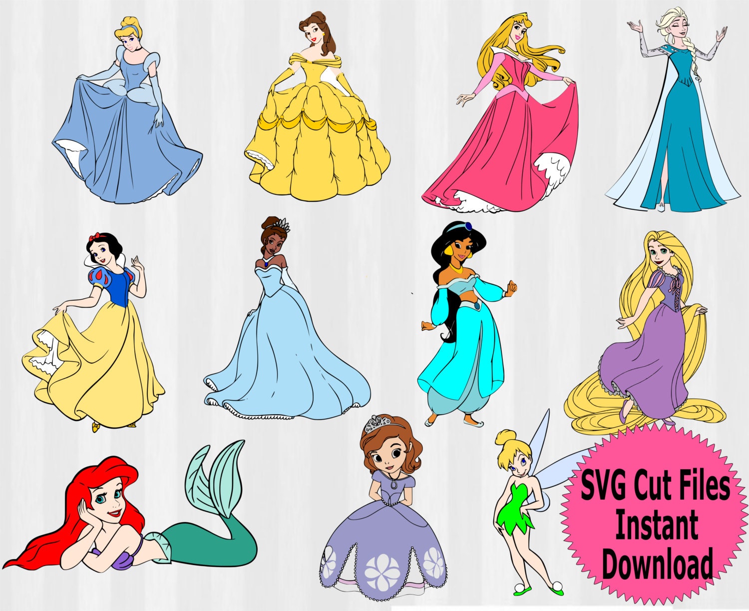 Disney Princess SVG Bundle Disney svg files by 5MonkeysClipart