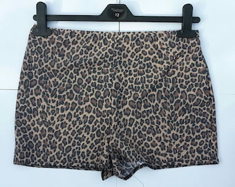 High waisted shorts, leopard print, roller derby clothing, pole dancing, burlesque costume, fitness wear, animal print, handmade, customise