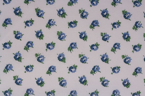 Items similar to Vintage Laura Ashley Ditsy Rose Fabric, Cornflower ...