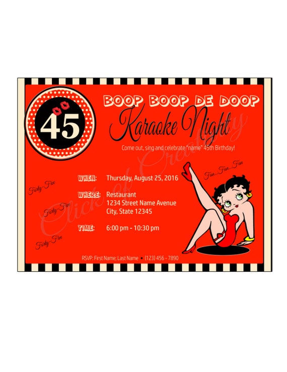 Betty Boop Th Birthday Invitation