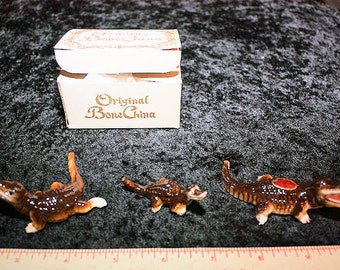 Vintage Miniature Bone China Shiken Three-Piece Alligator Set