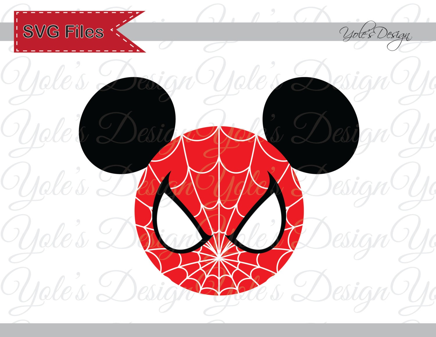 Spiderman SVG Logo Mickey Ears Costume Badge Iron On by YoleDesign