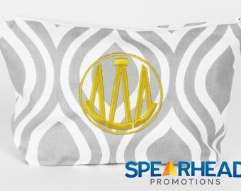 Tri Delta Cosmetic Bag, Travel Bag, Makeup Bag, Bid Day Gift, TD, Sorority Bag, Greek Letters, Toiletry Bag, Recruitment Gift, Big Little