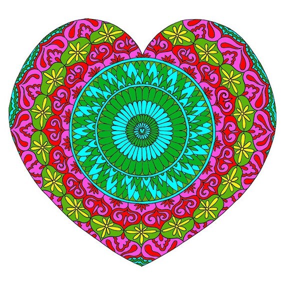 Love Mandala Coloring Page Detailed and Intricate