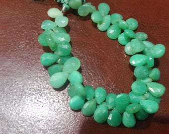 8x10 mm Chrysoprase Faceted Pear Shape , Natural Chrysoprase pear briolette in good color .