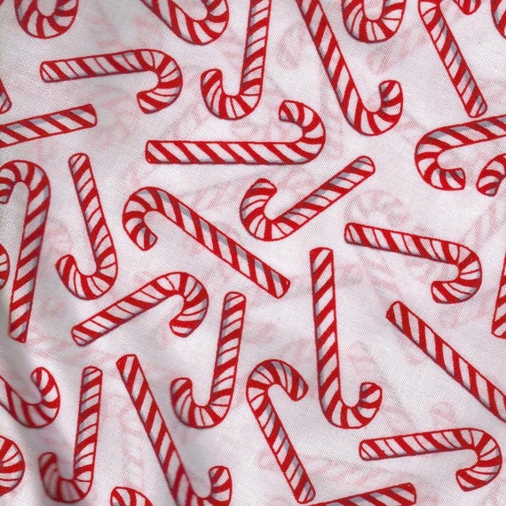 Candy Cane Candycane White Fabric, Quilt or Craft Cotton Fabric from