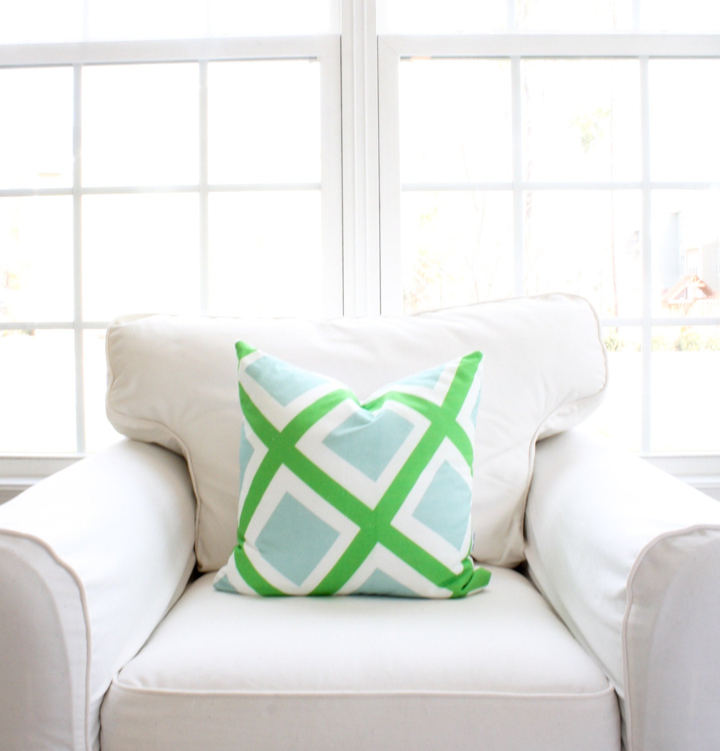 Utter Bliss Pillow Cover Green & Blue Geometric Funky