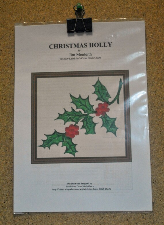 CHRISTMAS HOLLY cross stitch chart