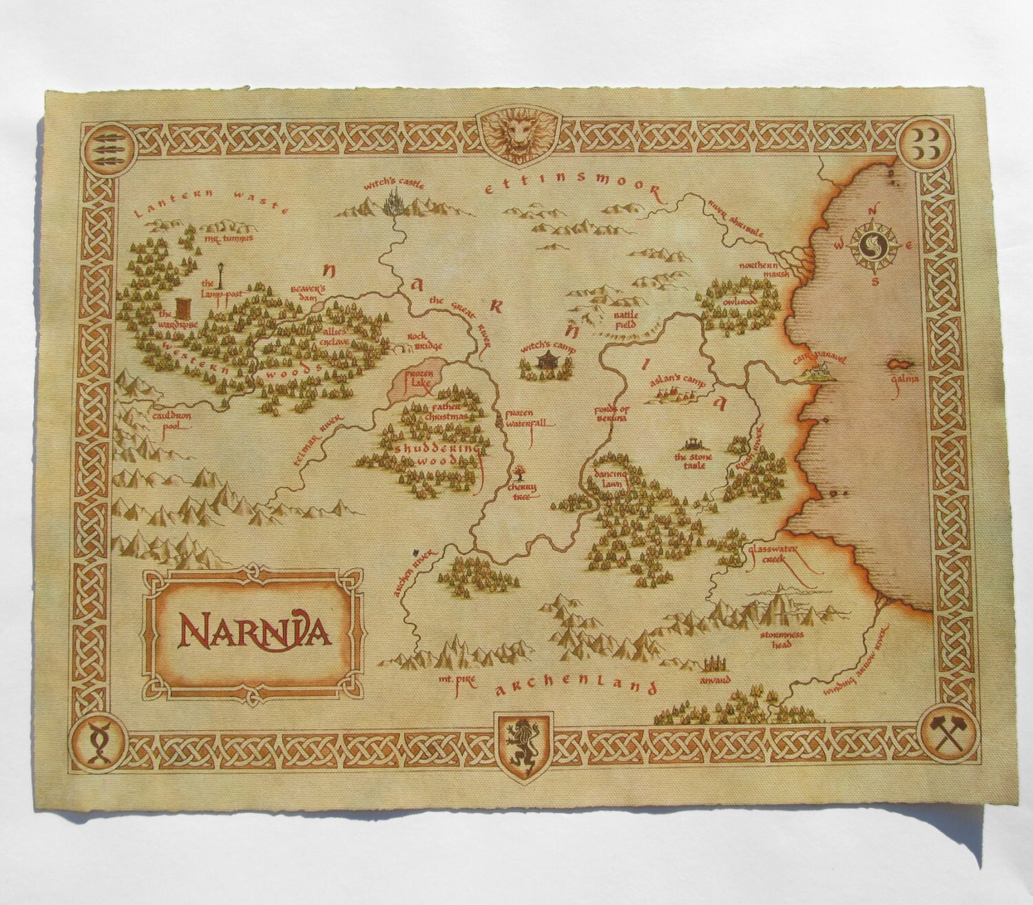 Narnia map Cotton Canvas map Vintage Map Style Digital