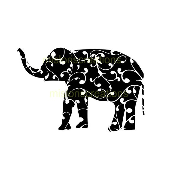 Filigree Elephant SVG cut file t-shirts animals vinyl