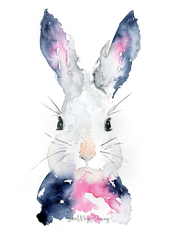 Bunny Watercolor Art Print: Easter Bunny Art Print by SeeWhyZhang