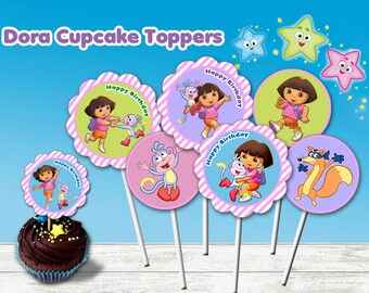 Dora Cupcake Toppers, Dora Party, Dora Printable Toppers