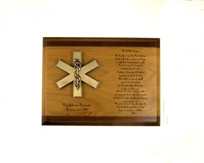 EMS Awards and Plaques 9x12 Wood Plaque EMS Awards Red