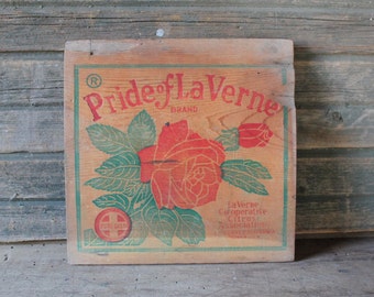 Pride of La Verne Brand wooden crate side